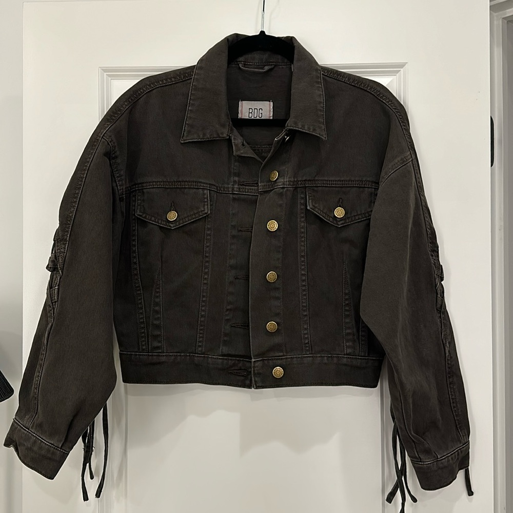 BDG Samarria Laced Fringe Denim Trucker Jacket